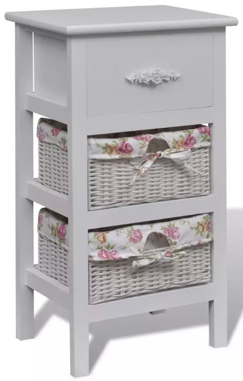 Table de chvet 3 tiroirs bois blanc Frenchy - Photo n°1