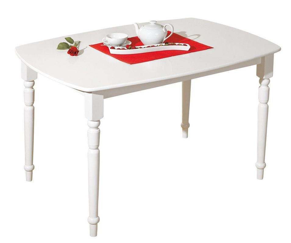 Table de cuisine blanche Pin Massif Amsterdam - Photo n°1