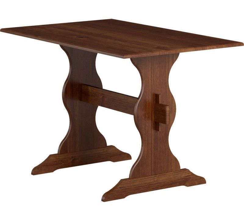 Table de cuisine pin massif foncé Saumur 109 cm - Photo n°1