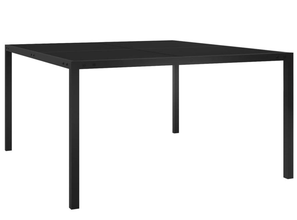 Table de jardin 130x130x72 cm Noir Acier et verre - Photo n°1