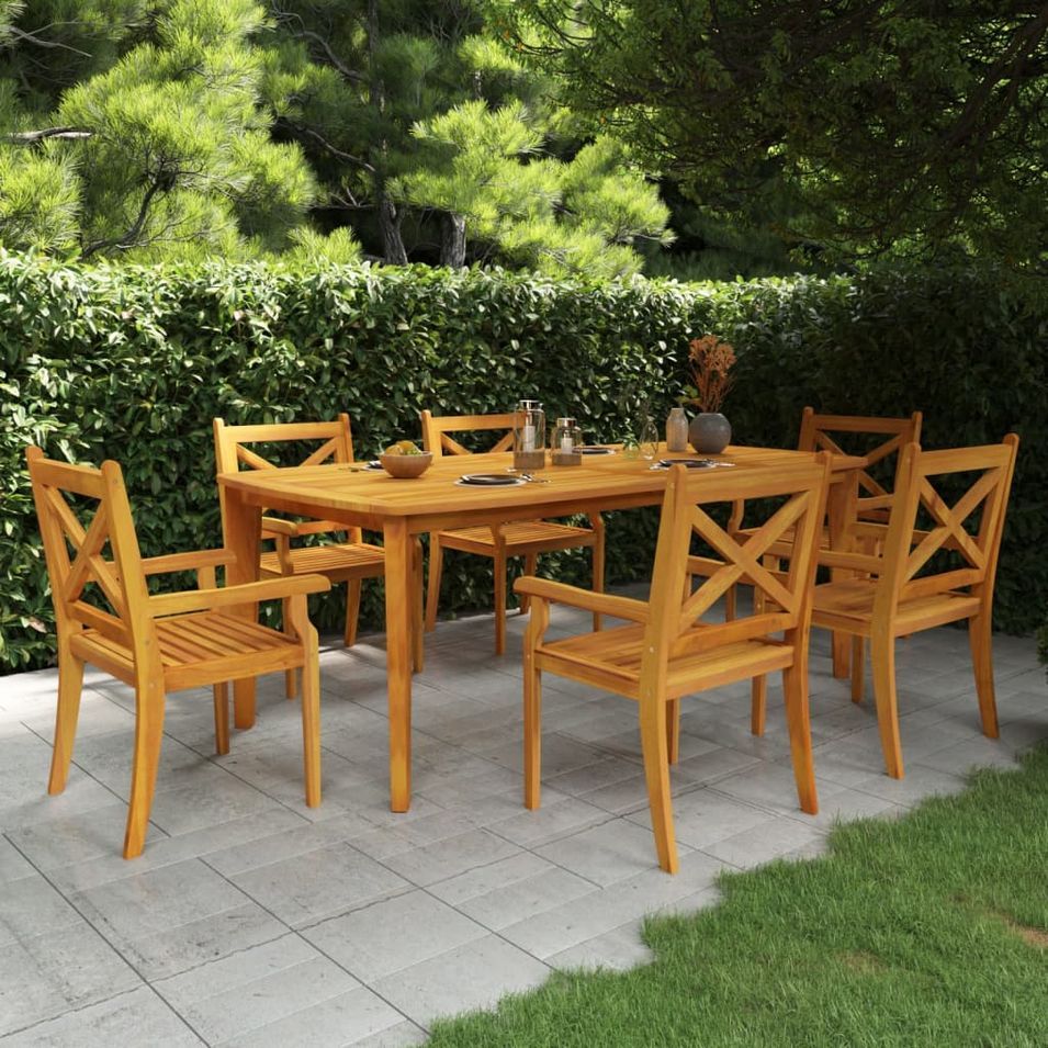 Table de jardin 200x100x75 cm Bois d'acacia solide - Photo n°1