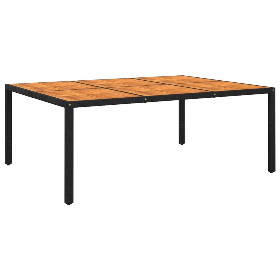 Table de jardin 200x150x75 cm Acacia et résine tressée Noir - Photo n°1