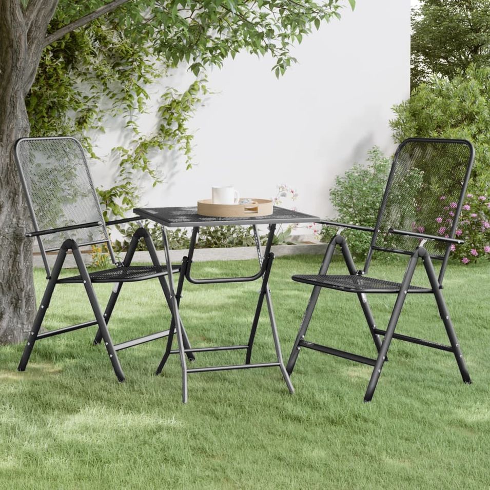 Table de jardin 60x60x72 cm Maille métallique Anthracite - Photo n°1