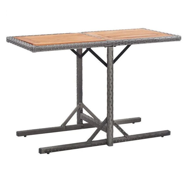 Table de jardin acacia massif clair et résine grise Vitan - Photo n°1