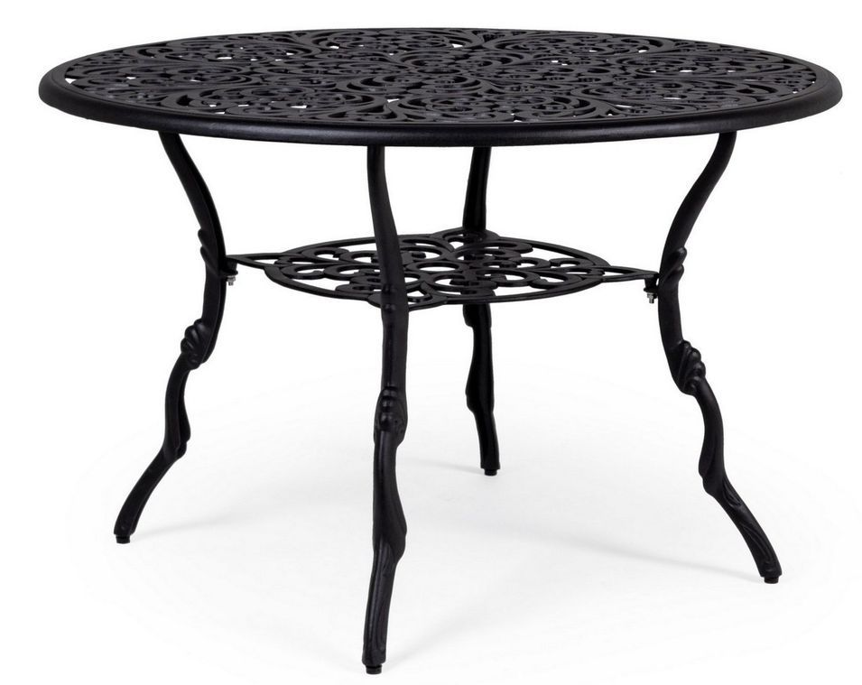 Table de jardin aluminium moulée anthracite Vikola 110 cm - Photo n°1