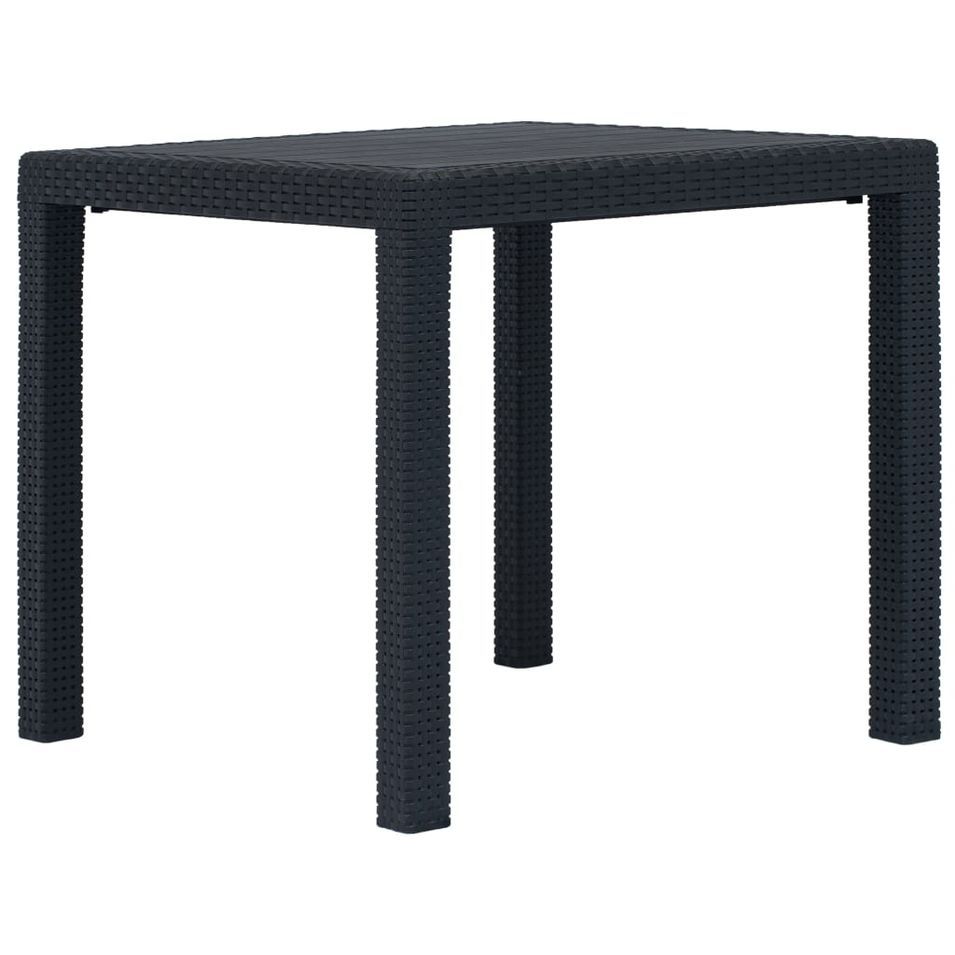 Table de jardin Anthracite 79x79x72cm Plastique Aspect de rotin - Photo n°1