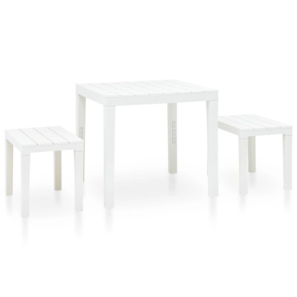 Table de jardin avec 2 bancs Plastique Blanc - Photo n°1