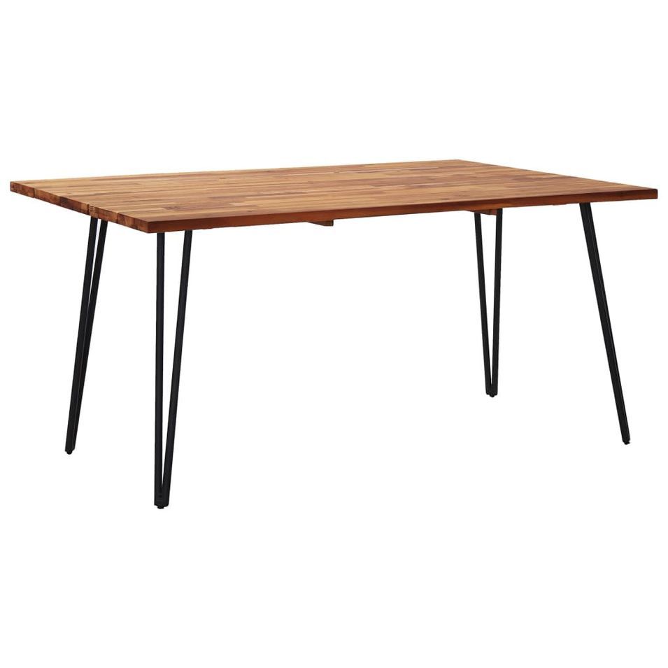 Table de jardin avec pieds épingle 140x80x75 cm Acacia solide - Photo n°1