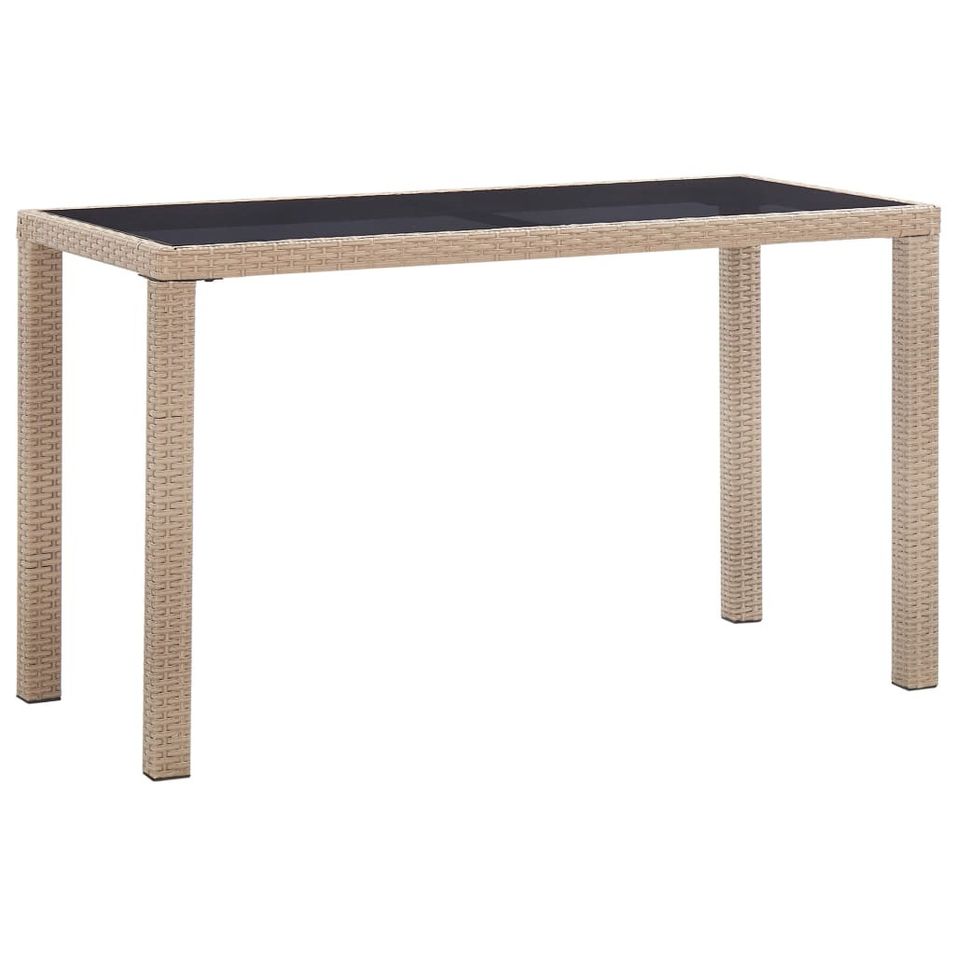 Table de jardin Beige 123x60x74 cm Résine tressée - Photo n°1
