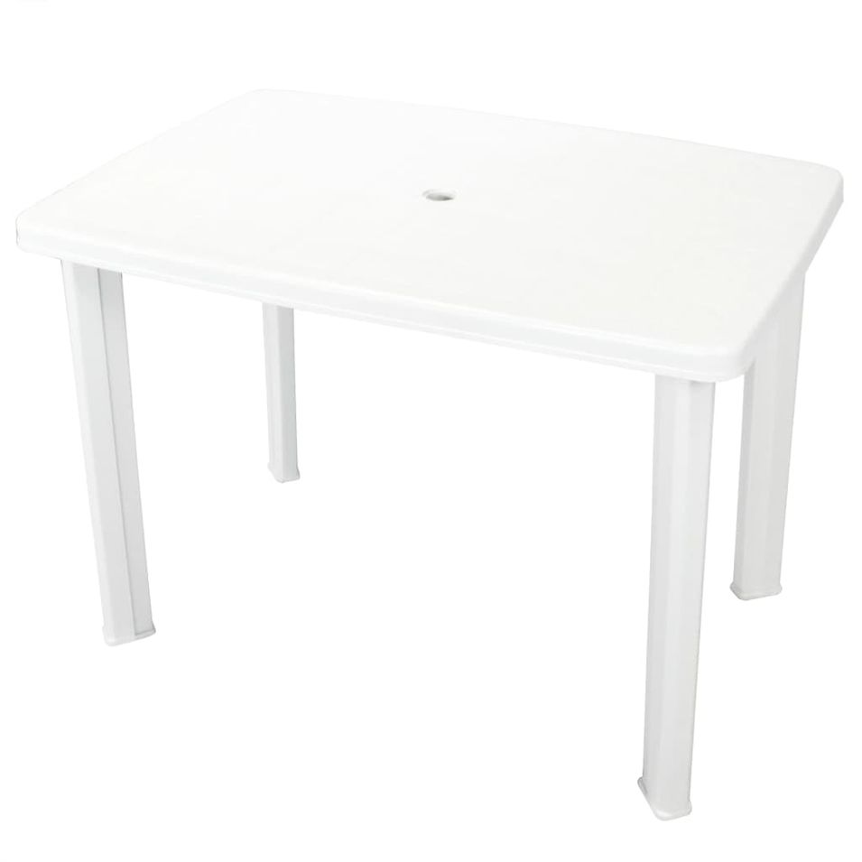 Table de jardin Blanc 101 x 68 x 72 cm Plastique - Photo n°1