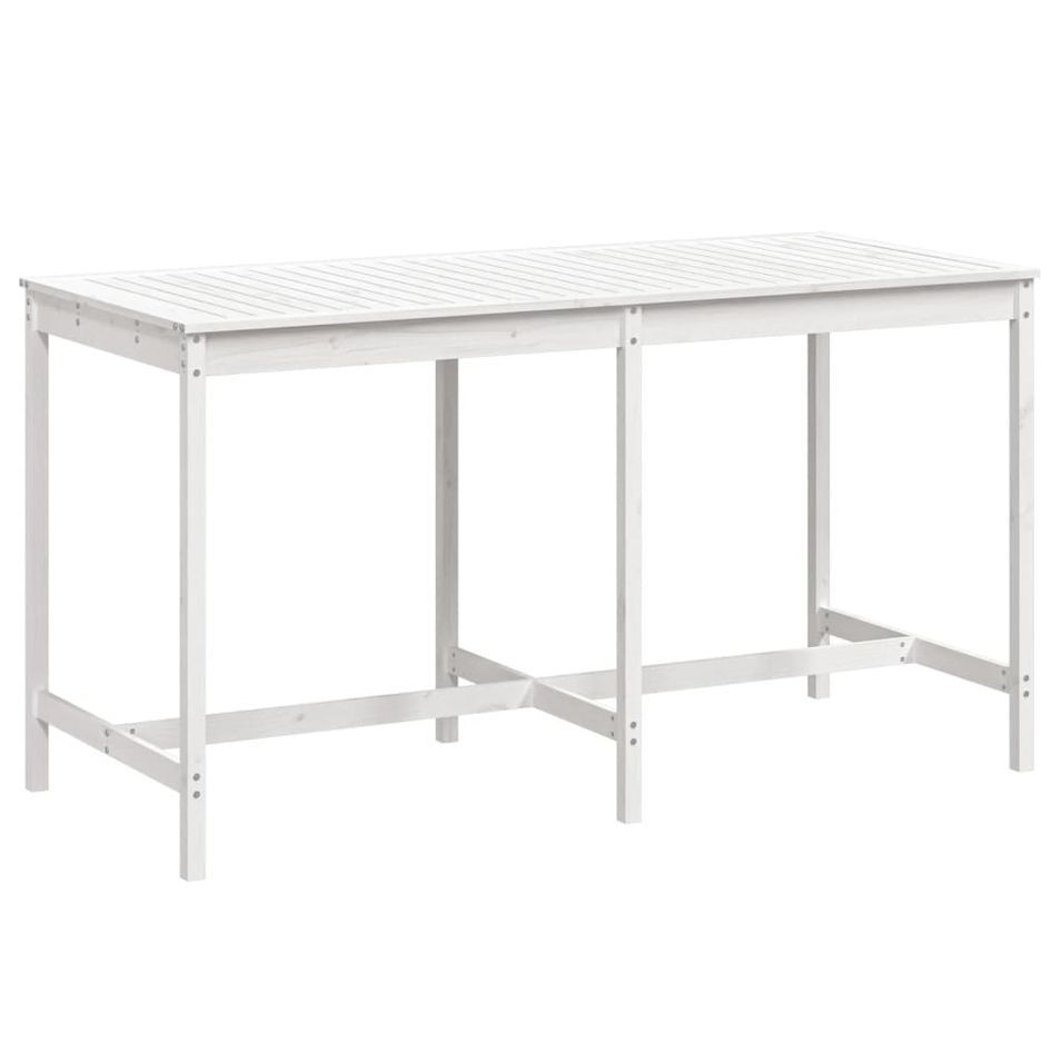 Table de jardin blanc 203,5x90x110 cm bois massif de pin - Photo n°1