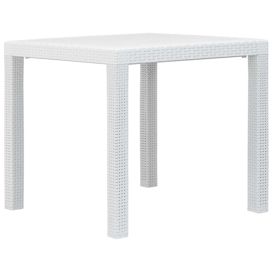 Table de jardin Blanc 79x79x72 cm Plastique Aspect de rotin - Photo n°1