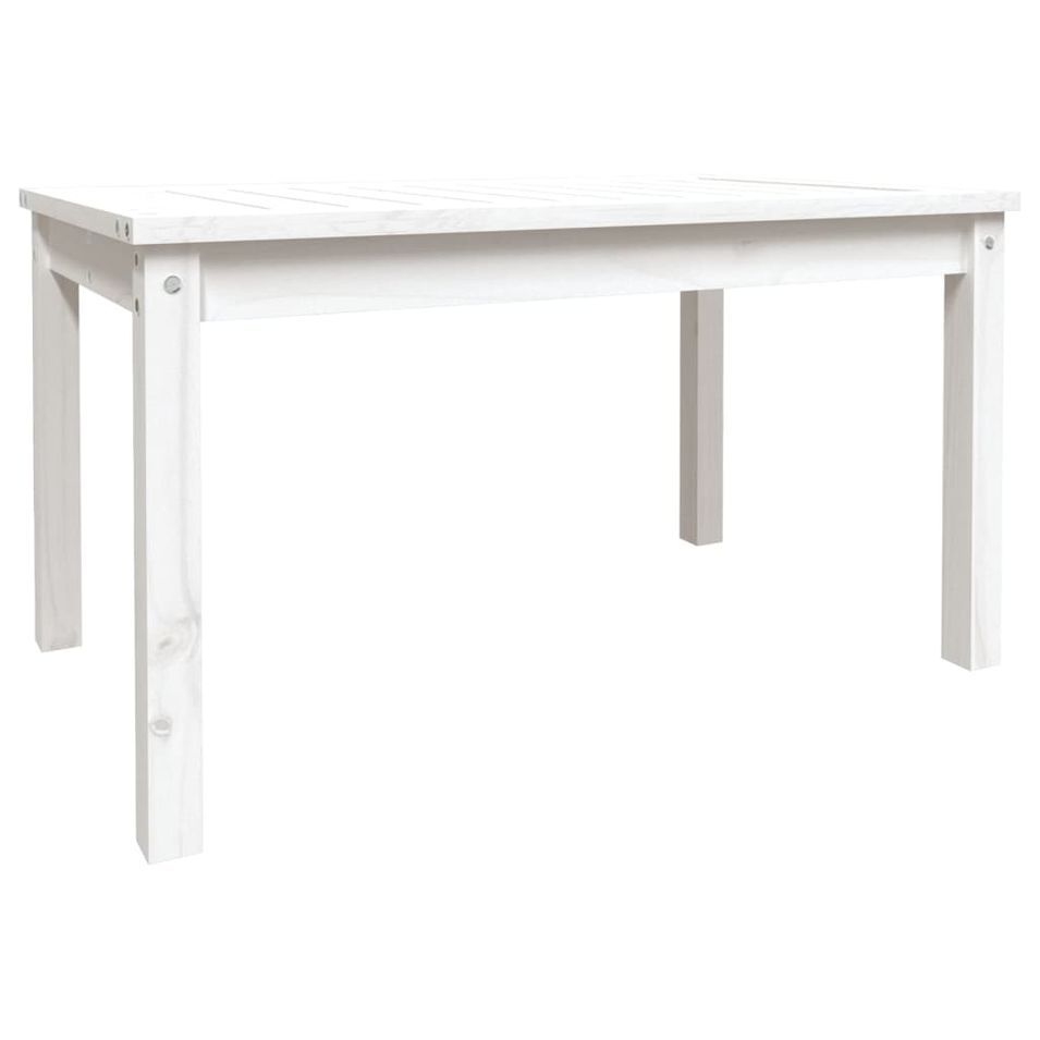 Table de jardin blanc 82,5x50,5x45 cm bois massif de pin - Photo n°1