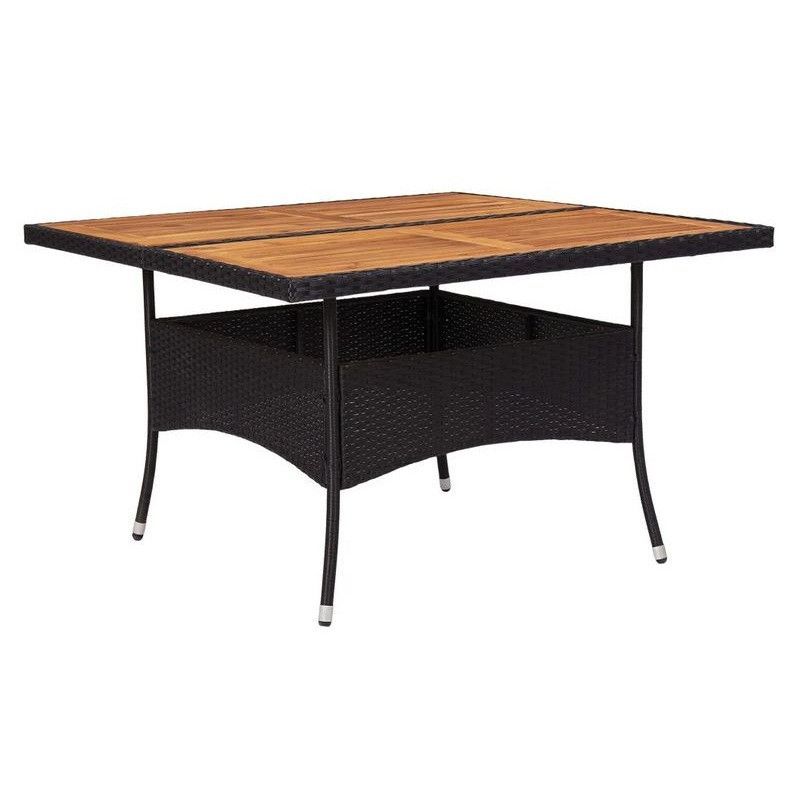 Table de jardin carrée acacia massif et résine noire Abee - Photo n°1