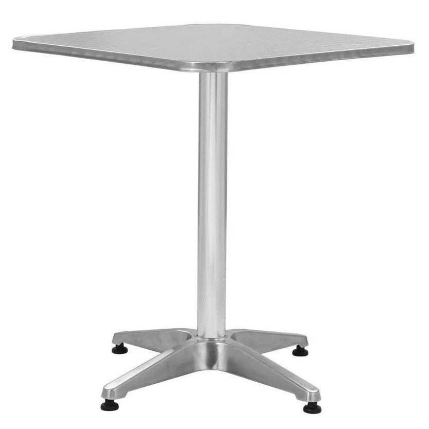 Table de jardin carrée métal argenté Alcie 80 cm - Photo n°1