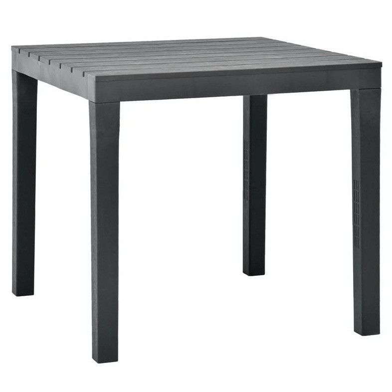 Table de jardin carrée plastique anthracite Komed - Photo n°1