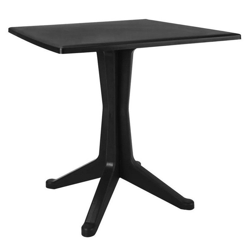 Table de jardin carrée plastique anthracite Neppo - Photo n°1