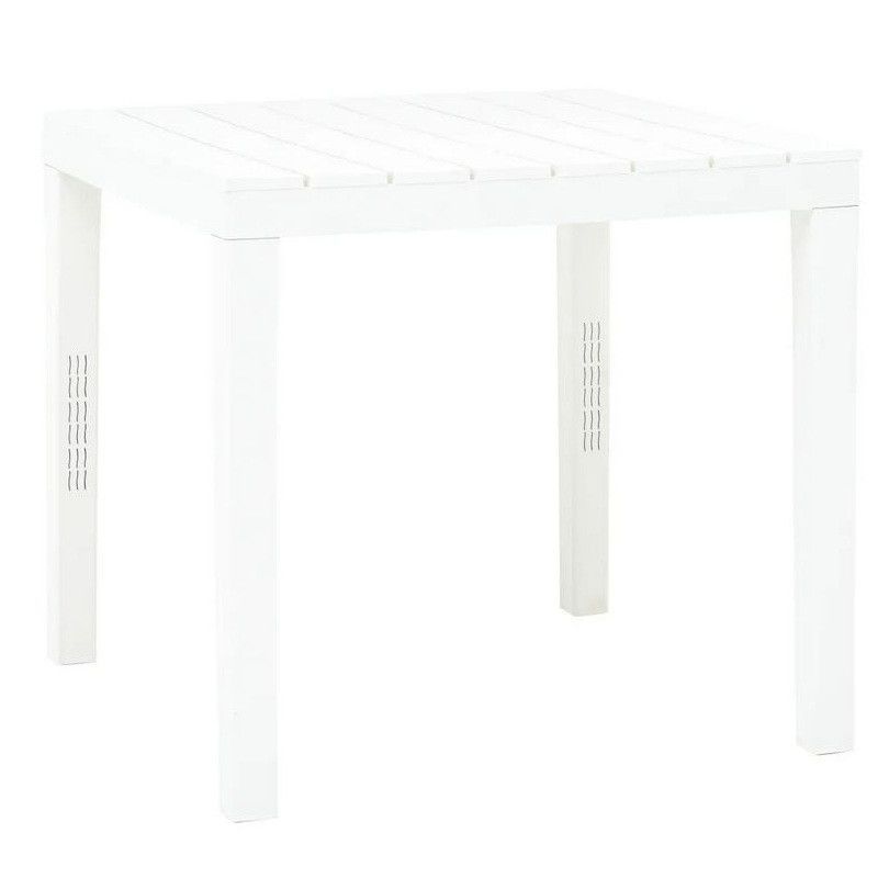 Table de jardin carrée plastique blanc Komed - Photo n°1