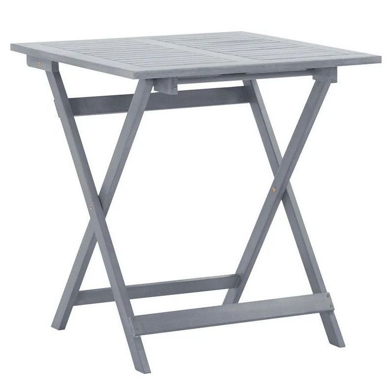 Table de jardin carrée pliable acacia massif gris Ontim 70 cm - Photo n°1