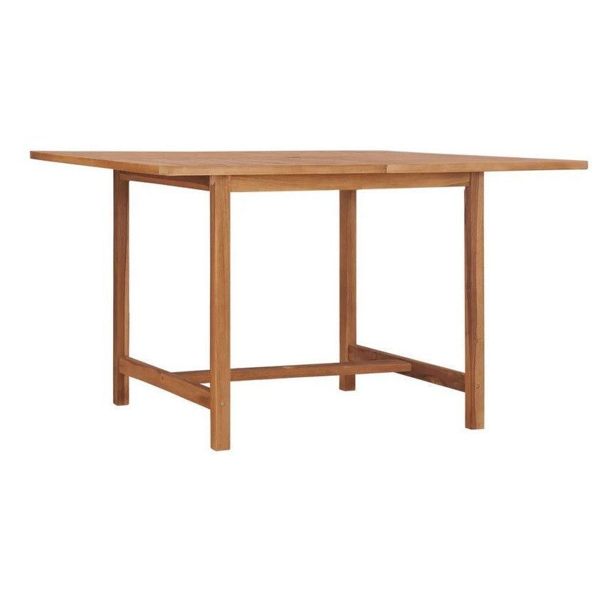 Table de jardin carrée teck massif clair Ampiz 120 cm - Photo n°1