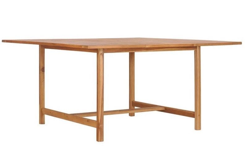 Table de jardin carrée teck massif clair Ampiz 150 cm - Photo n°1