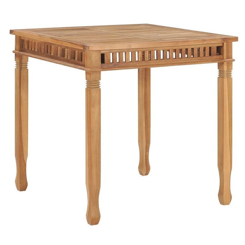 Table de jardin carrée teck massif clair Efana - Photo n°1