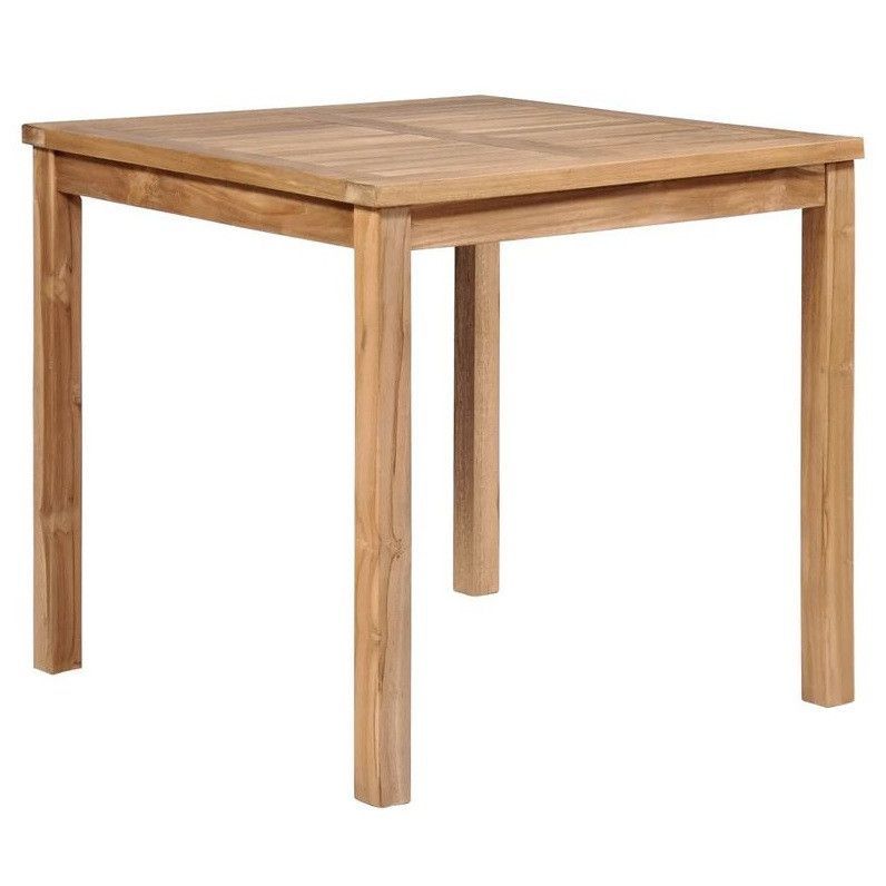 Table de jardin carrée teck massif clair Leez 80 cm - Photo n°1