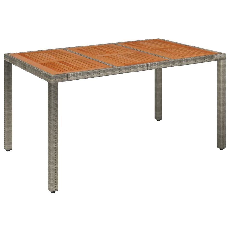 Table de jardin dessus en bois Gris 150x90x75 cm Résine tressée - Photo n°1