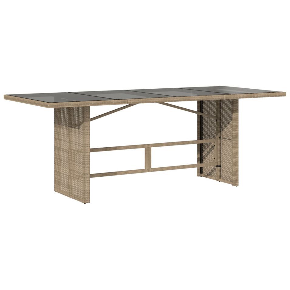 Table de jardin dessus en verre beige 190x80x74 cm - Photo n°1