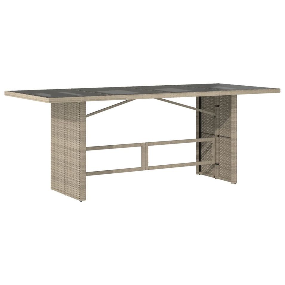 Table de jardin dessus en verre gris clair 190x80x74 cm - Photo n°1