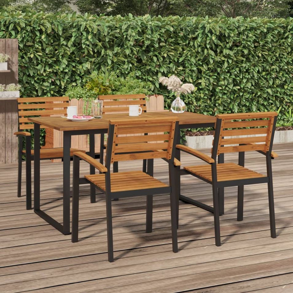 Table de jardin et pieds en forme de U 140x80x75 cm bois acacia - Photo n°1