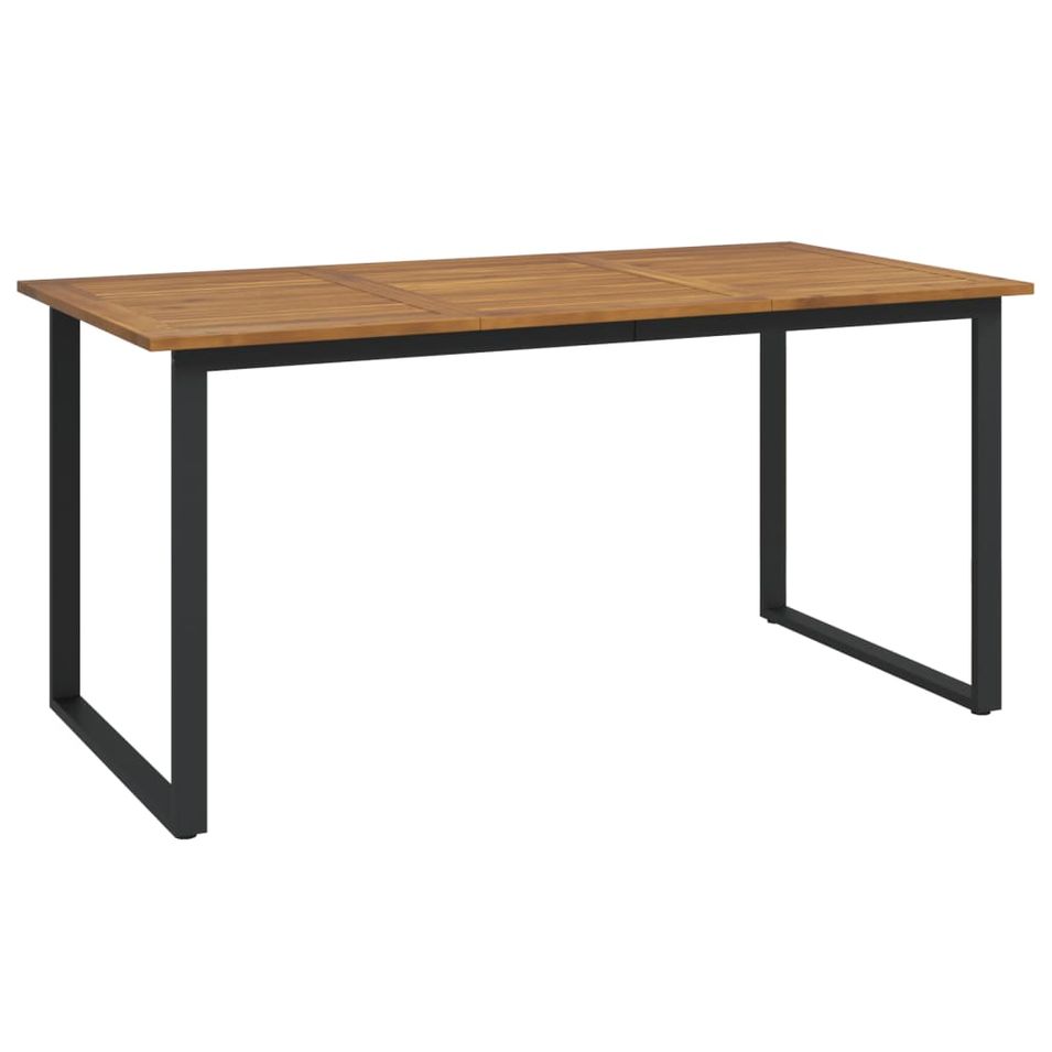 Table de jardin et pieds en forme de U 160x80x75 cm bois acacia - Photo n°1