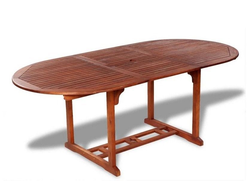 Table de jardin extensible acacia massif foncé Woun 150/200 cm - Photo n°1