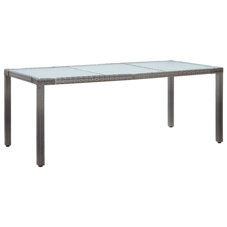 Table de jardin Gris 190x90x75 cm Résine tressée - Photo n°1