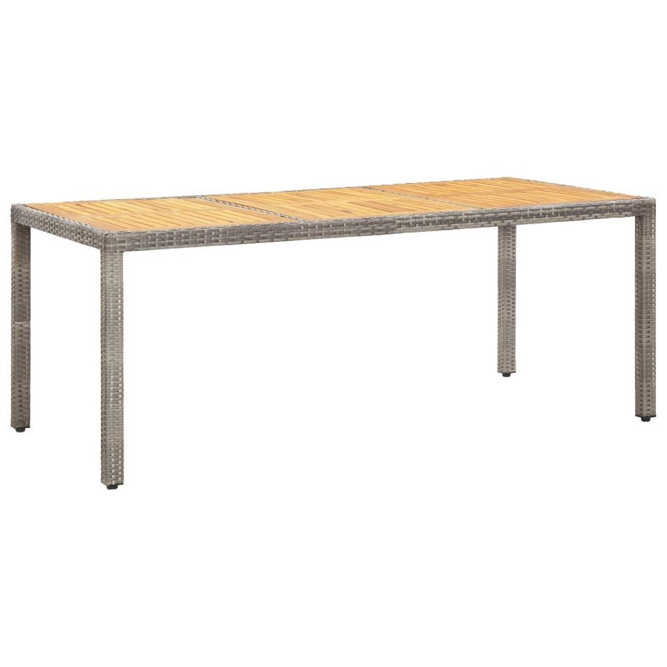 Table de jardin Gris 190x90x75 cm Résine tressée et acacia - Photo n°1