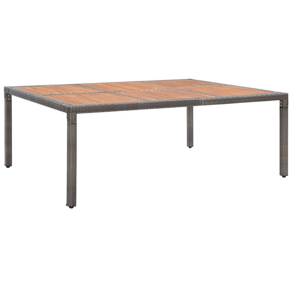 Table de jardin Gris 200x150x74 cm Résine tressée et acacia - Photo n°1
