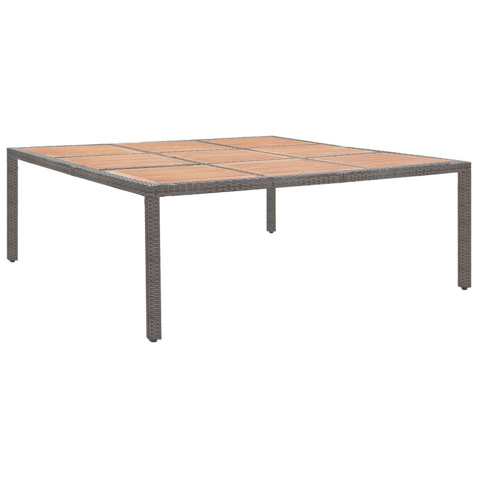 Table de jardin Gris 200x200x74 cm Résine tressée et acacia - Photo n°1