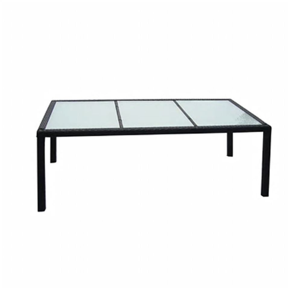 Table de jardin Noir 190x90x75 cm Résine tressée - Photo n°1