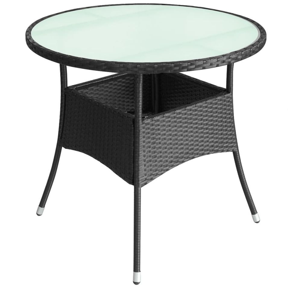 Table de jardin Noir 60x74 cm Résine tressée - Photo n°1