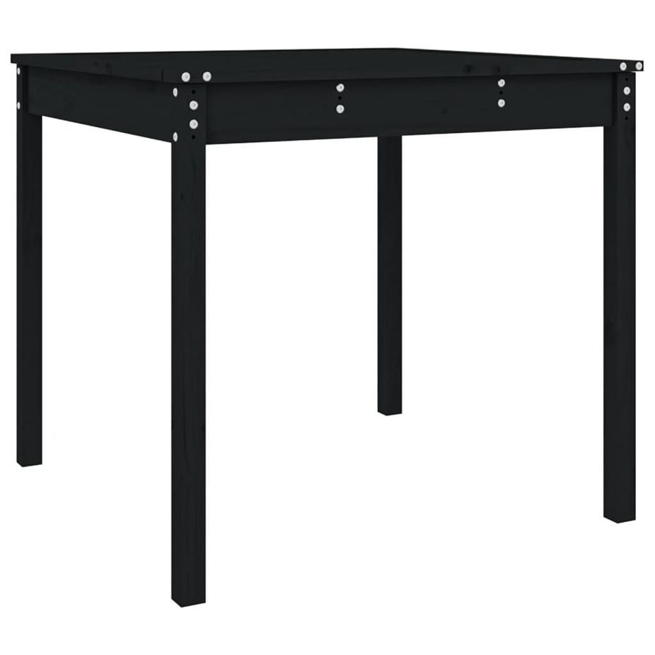 Table de jardin noir 82,5x82,5x76 cm bois massif de pin - Photo n°1