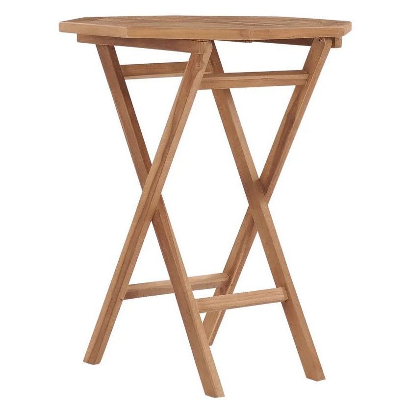 Table de jardin octogonale pliable teck massif clair Ressa - Photo n°1