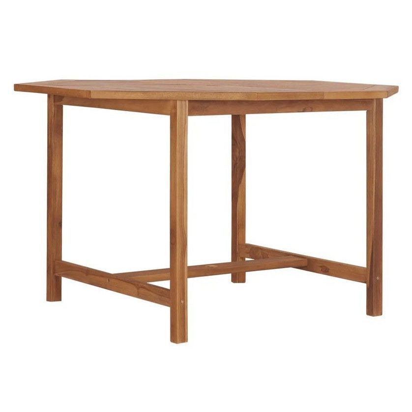 Table de jardin octogonale teck massif clair Ampiz 120 cm - Photo n°1