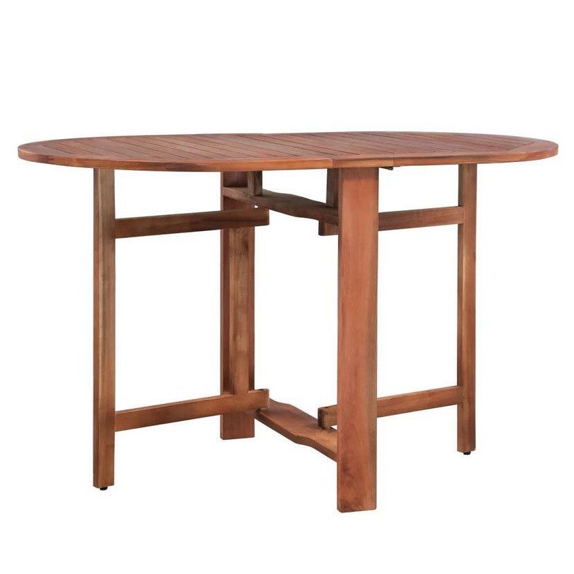 Table de jardin ovale pliable acacia massif foncé Woun - Photo n°1