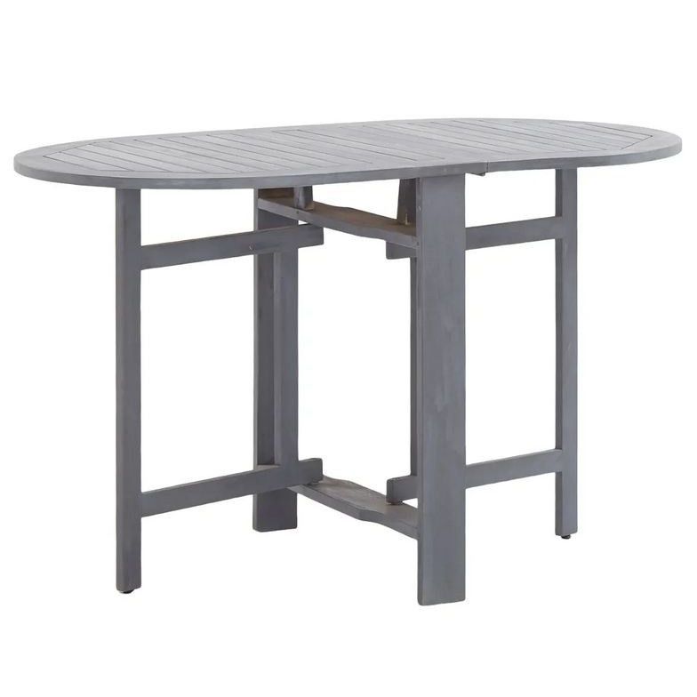 Table de jardin ovale pliable acacia massif gris Ontim 120 cm - Photo n°1