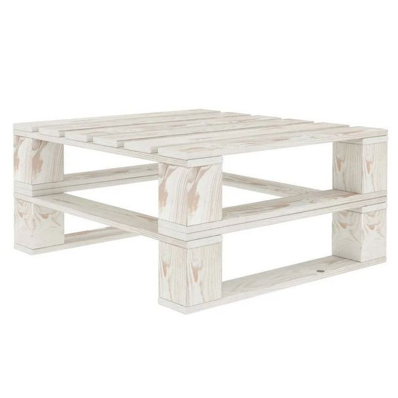 Table de jardin palette pin massif blanc Myree - Lot de 2 - Photo n°1