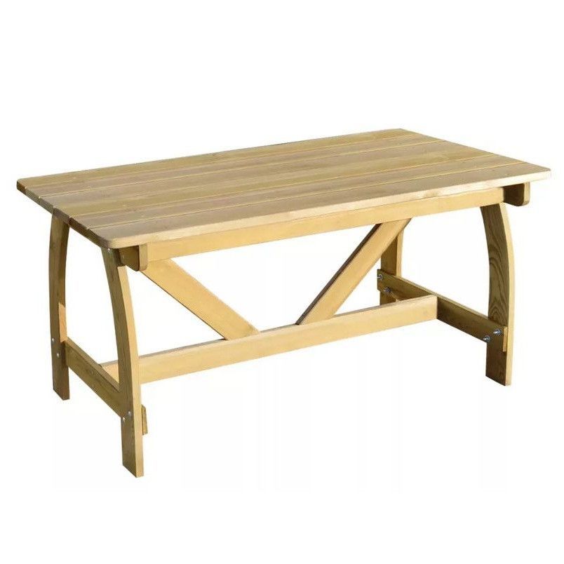 Table de jardin pin massif clair imprégné Liva 120 cm - Photo n°1