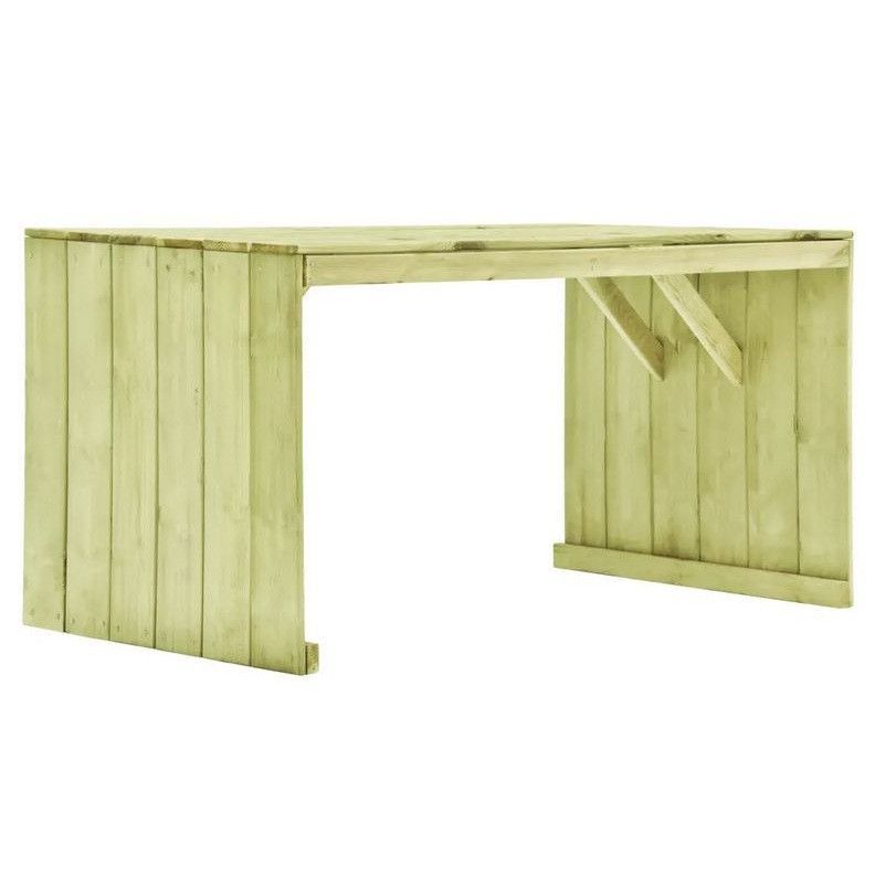 Table de jardin pin massif imprégné vert Vralee 150 cm - Photo n°1