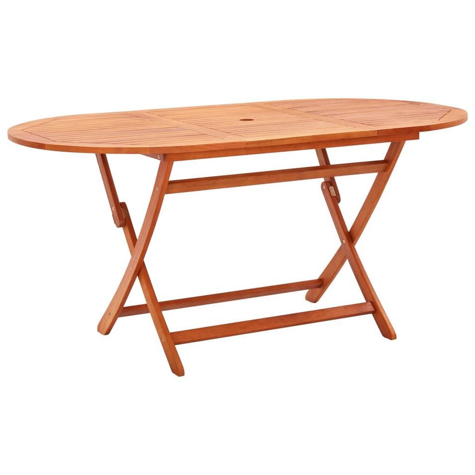 Table de jardin pliable 160x85x74 cm Bois d'eucalyptus solide - Photo n°1