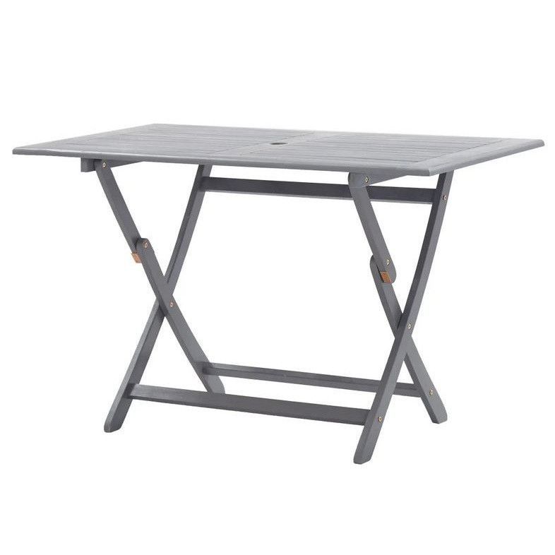 Table de jardin pliable acacia massif gris Ontim 120 cm - Photo n°1