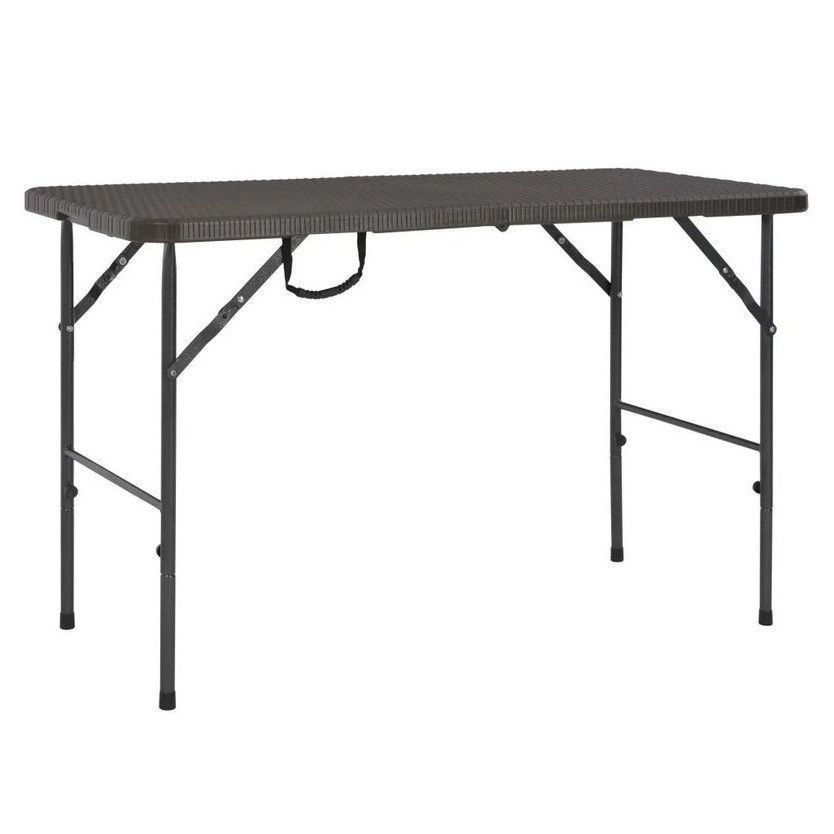 Table de jardin pliable polyéthylène blanc et pieds métal Nesly 2 - Photo n°1